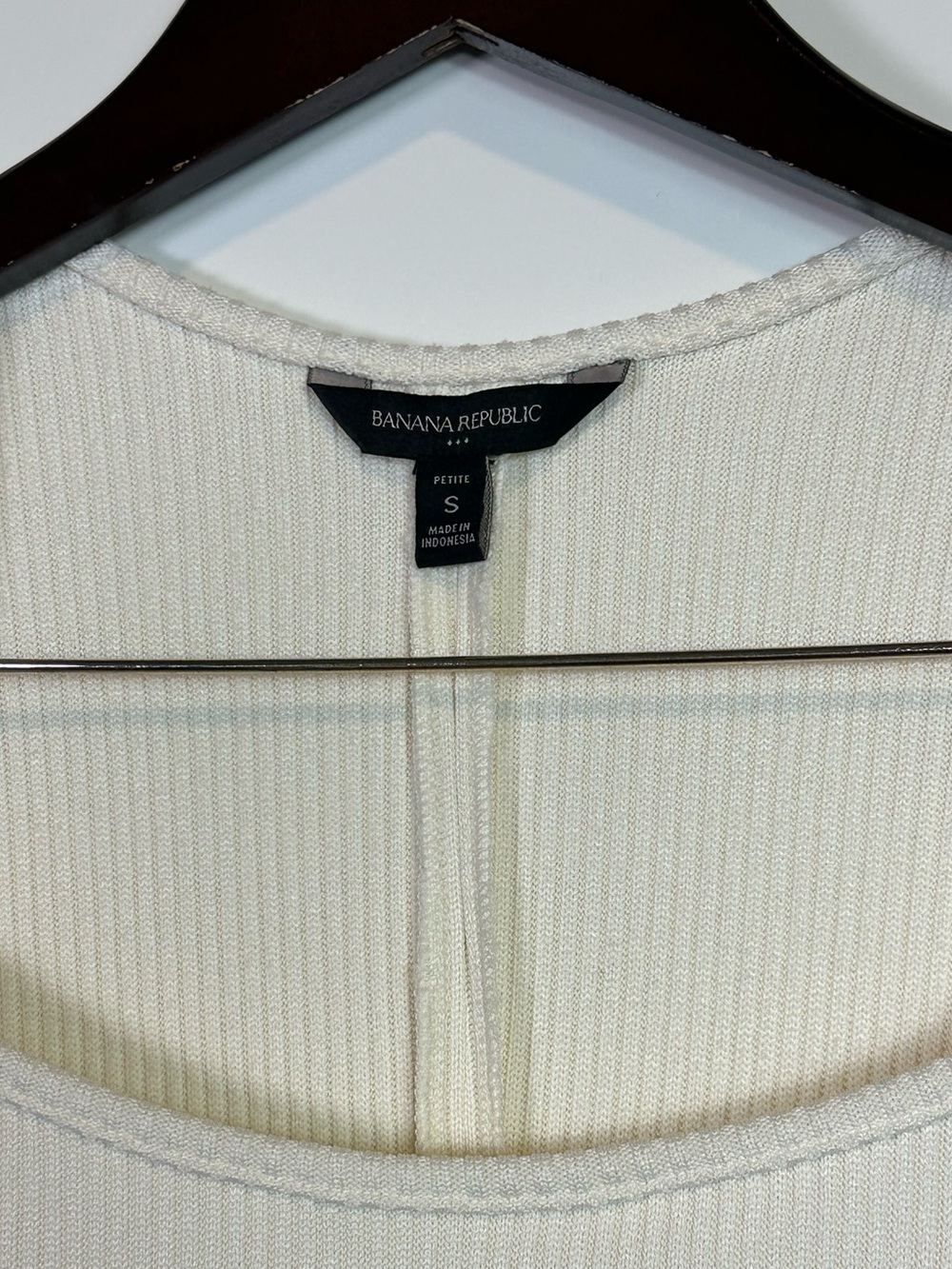 Banana Republic Women’s Ribbed Knit Long Sleeve Midi Dress Cream Size Small P - Picture 4 of 10
